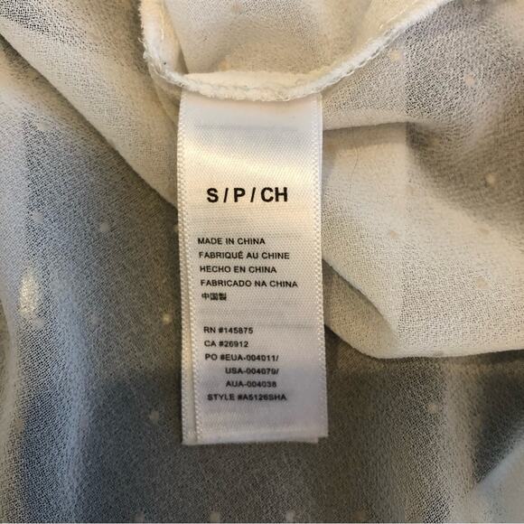 Amuse Society off white cream sheer gold polka dot grommet trim top size Small - Picture 12 of 14